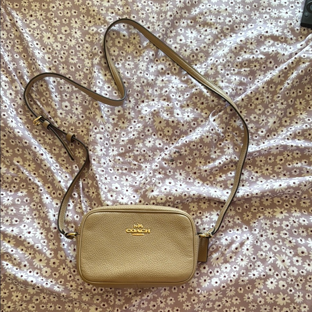 Coach Tan Crossbody Bag with Gold Hardware